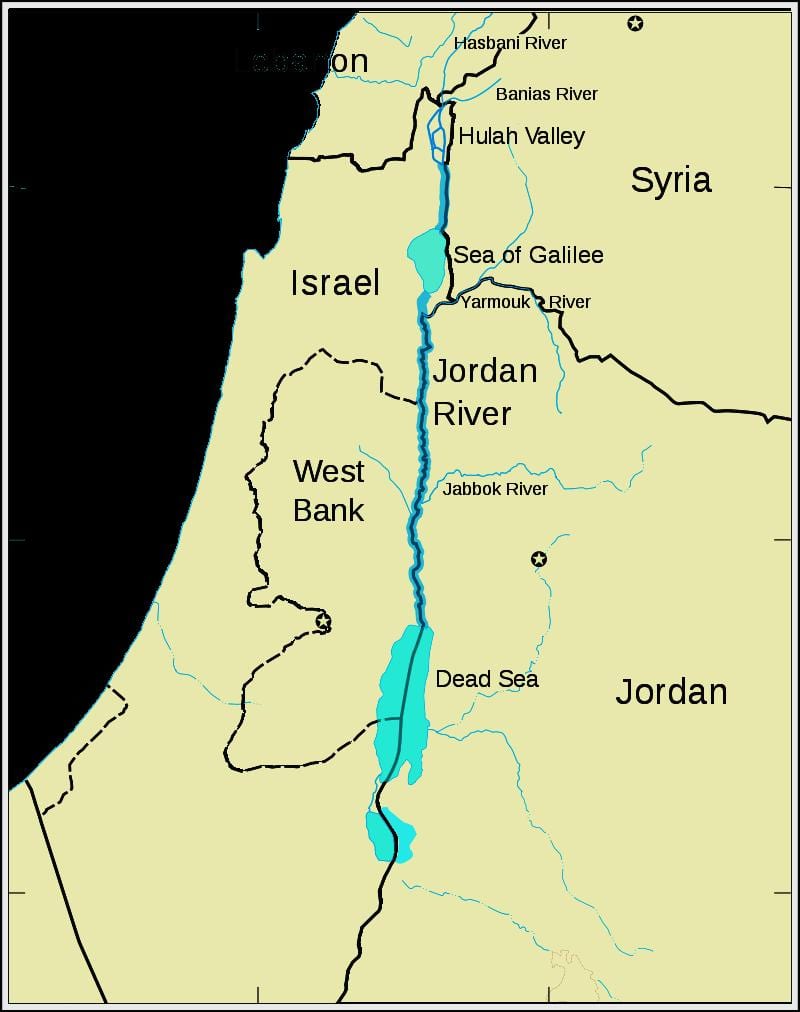İordan çayı, Yaxın Şərqdə xəritə