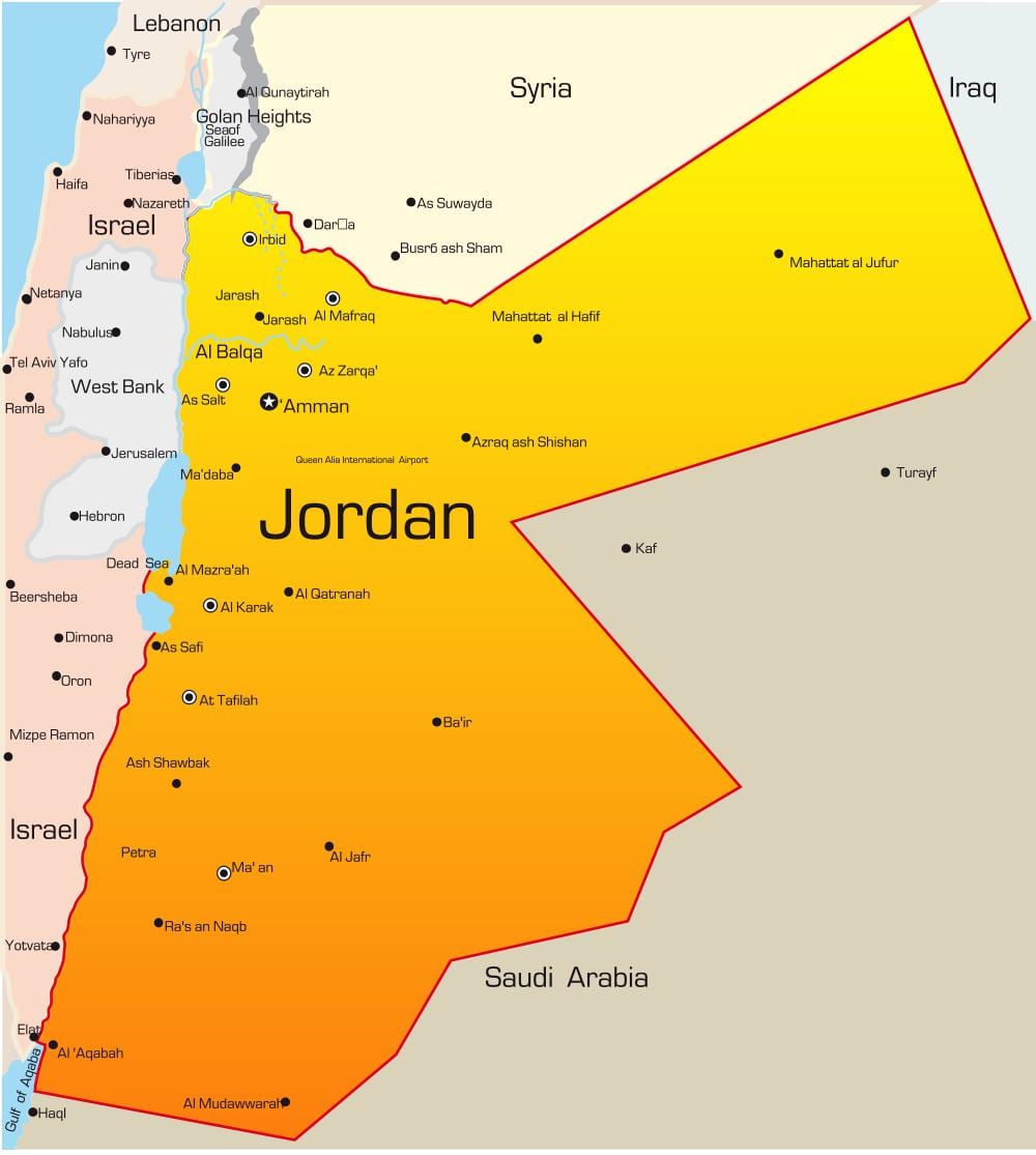 xəritə İordaniya, Yaxın Şərqdə