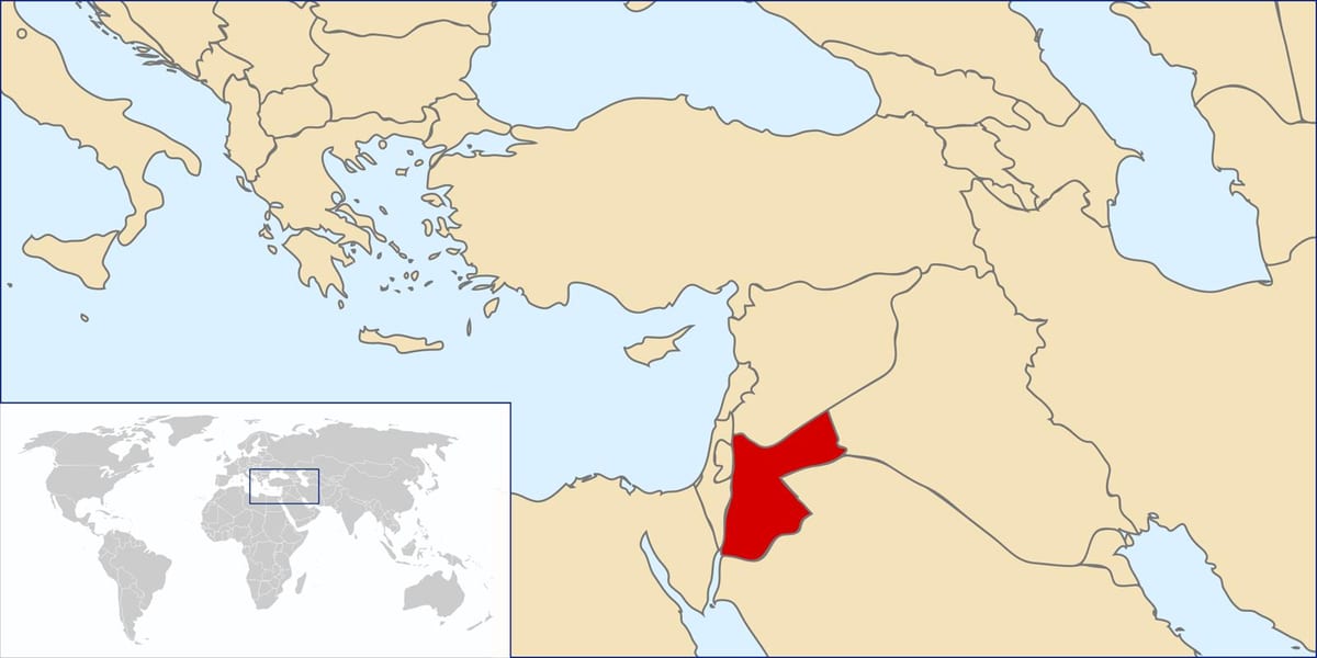 İordaniya dünya xəritəsində