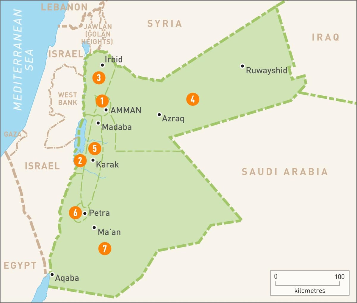 Amman, İordaniya xəritədə