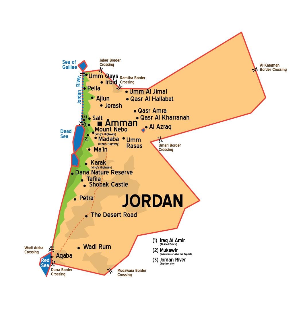 Jordan şəhərin xəritəsi 