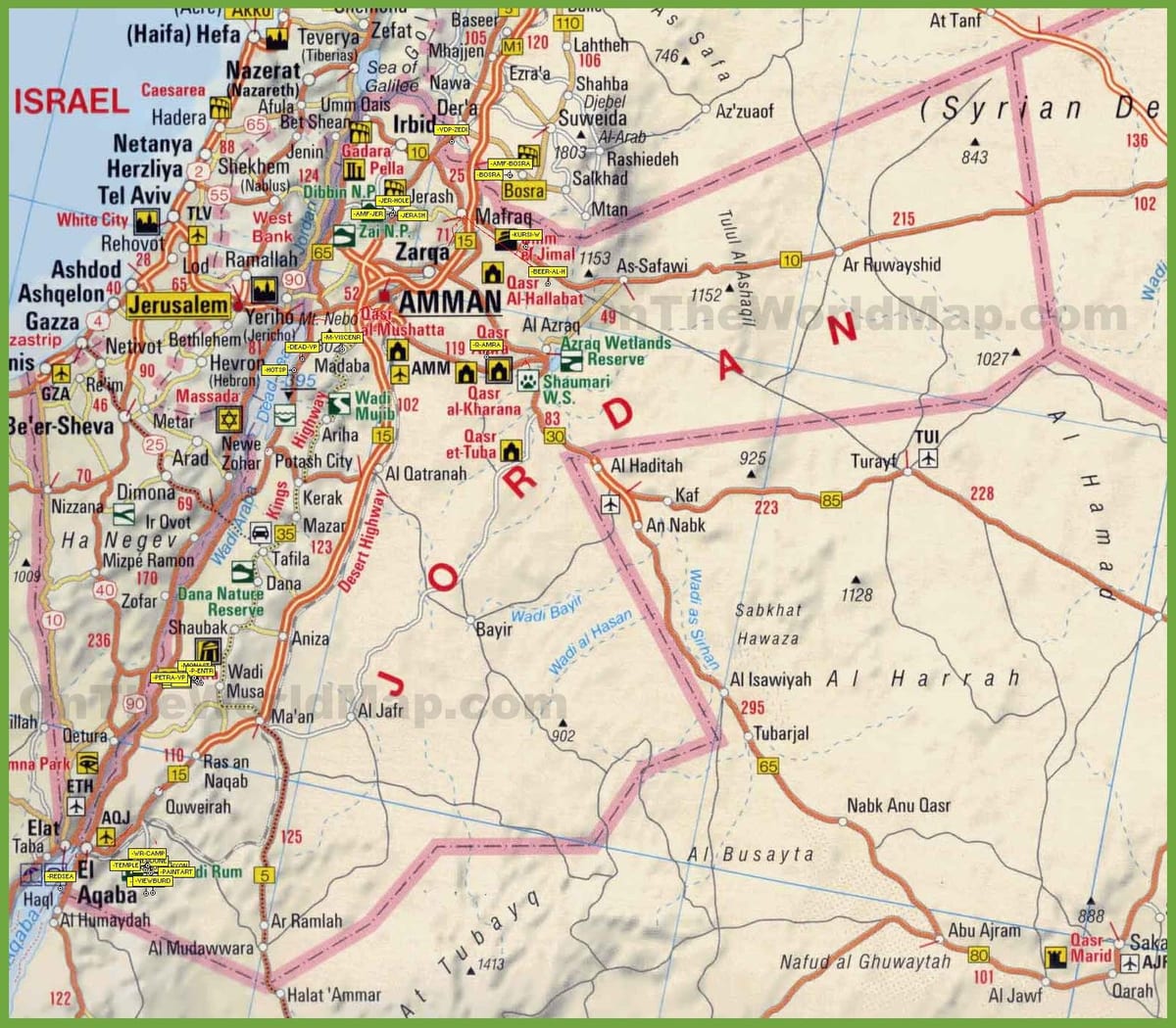 xəritə İordaniya yol